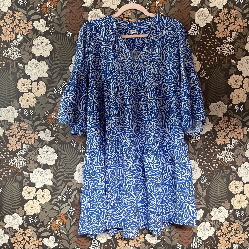 Warm Garden Dress 100% silk in blue - Picture 5 of 8